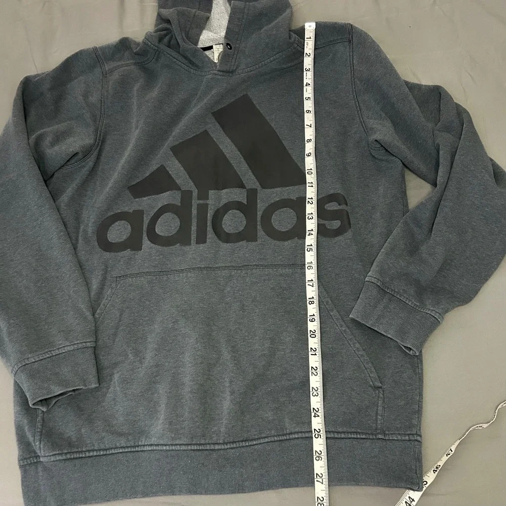 Adidas Gray Pullover Hoodie‎ Big Logo Sweatshirt Hooded Athleisure